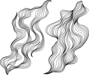 Set of abstract shapes. Hand drawn vector illustrations. Ink painting style composition