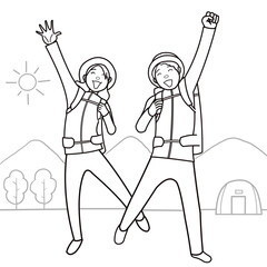 これからトレッキングする夫婦