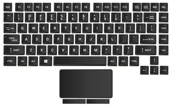 Keyboard vector design, keyboard layout vector with the alphabet, keyboard buttons layout illustration
