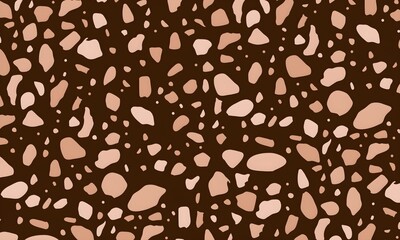 Colorful venetian terrazzo imitation seamless pattern. Realistic marble texture with stone fragments. Modern minimalistic floor tile for interior decoration. Trendy abstract illustration.