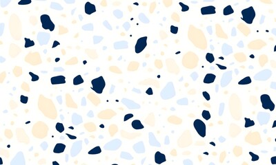 Colorful venetian terrazzo imitation seamless pattern. Realistic marble texture with stone fragments. Modern minimalistic floor tile for interior decoration. Trendy abstract illustration.