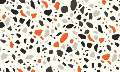 Colorful venetian terrazzo imitation seamless pattern. Realistic marble texture with stone fragments. Modern minimalistic floor tile for interior decoration. Trendy abstract illustration.