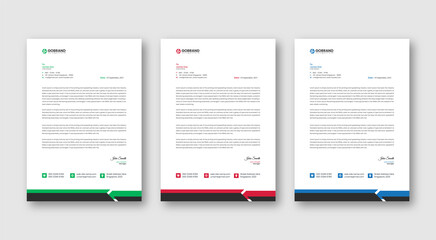 Modern and creative company business letterhead template with color variation bundle