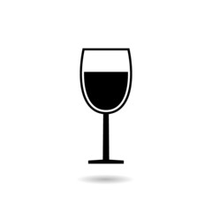 Wine glass logo with shadow