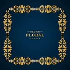 Fototapeta na wymiar Beautiful vintage golden luxury floral frame design