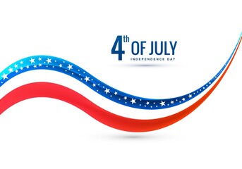 Happy independence day united states of america on wave background
