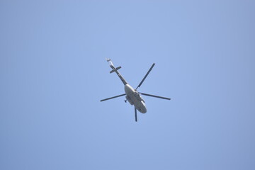 Fototapeta na wymiar The helicopter in the sky, Location - Rishikesh, Uttarakhand, Shoot date - 25 Nov'21