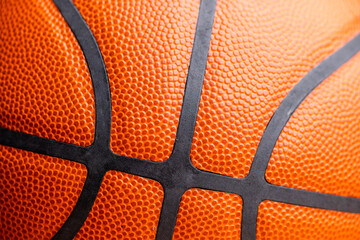 Fototapeta premium Texture of basketball skin close up