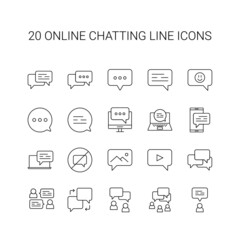 Line icon set. Online chatting pack. Vector Illustration