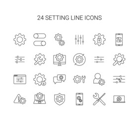 Line icon set. Setting pack. Vector Illustration