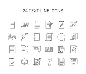Line icon set. Text pack. Vector Illustration