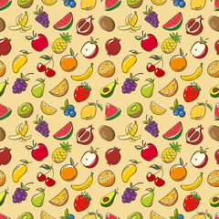 fruit collection set illustration cartoon vector pattern seamless