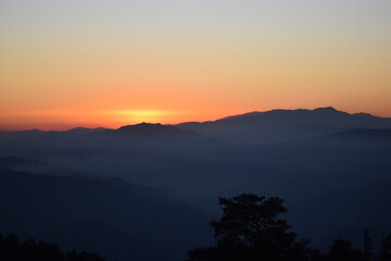 The sun setting to the west, location - Kedarkantha, Uttarakhand, shoot date - 21 Nov'21
