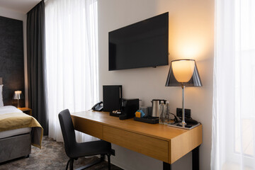 Hotel apartment interior with furniture