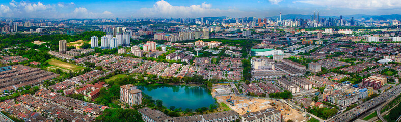Fototapeta na wymiar Aerial Panorama Cityscape of Kuala Lumpur, Malaysia(Shamelin)