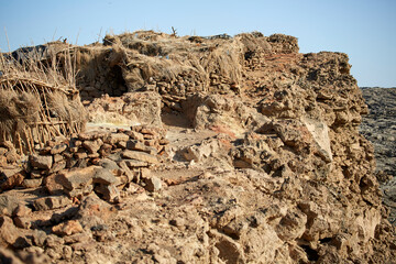 Dodom installed in the outer rim of Erta Ale volcano caldera, Danakil Depression, Ethiopia