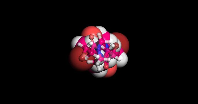 Pipobroman, anticancer drug, 3D molecule, spinning 4K