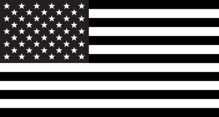 Stars And Stripes Flag In Black And White