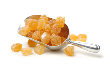 dark crystal sugar on white background