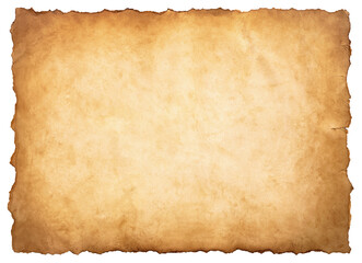 old parchment paper sheet vintage aged or texture isolated on white background