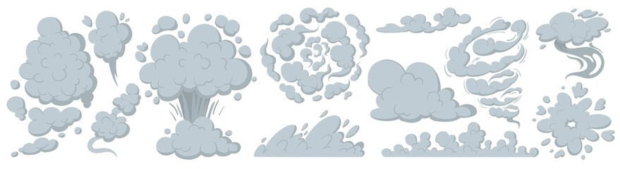 Smog smell collection, puff smoke, explosion elements2