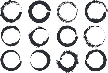 Artistic Vector Set of Grunge Circle Brush Strokes Round Frames