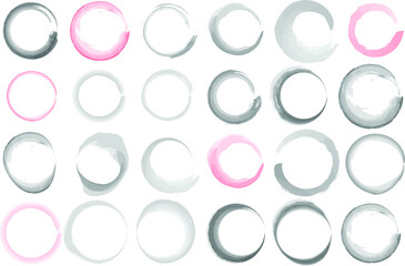 Artistic Vector Set of Water Color Grunge Circle Brush Strokes Round Frames 