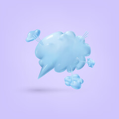 Plastic speech bubble. 3d vector render icon message dialog button. Realistic cartoon design elements.