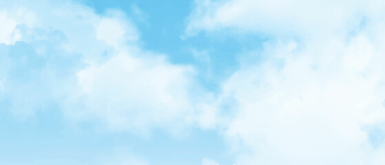 Naklejka na ściany i meble Blue sky white clouds. Puffy fluffy white clouds. Cumulus cloud cloudscape texture. Summer blue sky time lapse. Nature weather blue sky. White clouds background
