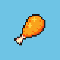 Fototapeta premium Flexible Editable vector fried chicken thigh pixel art for game development, graphic design, website assets and more.