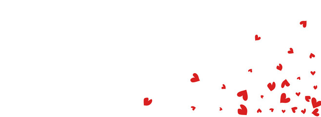 Red Confetti Vector Panoramic White Backgound.
