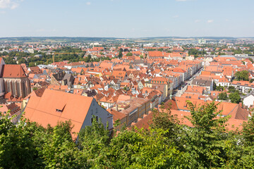 Obraz premium High angle view on the old town of Landshut.
