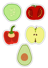 fresh fruit stickers with black boarder