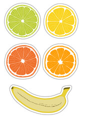 fresh fruit stickers with black boarder