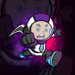 The cyborg boy is giving the punch esport mascot logo design