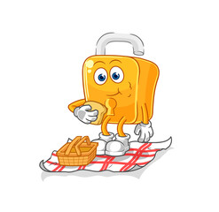 padlock on a picnic cartoon. cartoon mascot vector