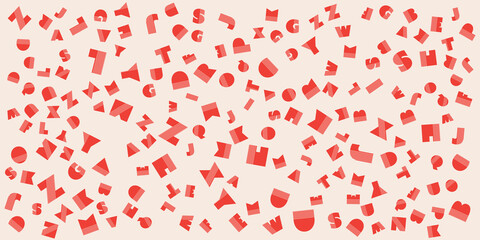 Various Colorful Randomly Placed, Sized and Oriented Art Deco Style Bold Letters Pattern - Texture on Wide Scale Background, Design Element for Web or Book Covers in Editable Vector Format