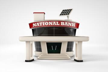 3d Rendering of Build structure bank, isolated background. Clipping path included