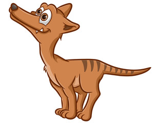 The cute tasmania is asking and looking at something