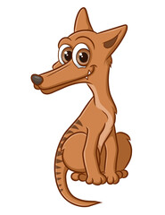 The cute tasmania is sitting and looking something