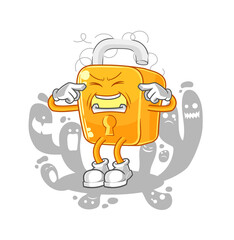 depressed padlock character. cartoon vector