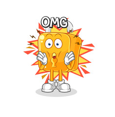 padlock Oh my God vector. cartoon character