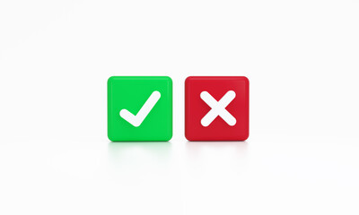 Right check and Wrong mark. YES and NO button for vote, decision. Isolated background.