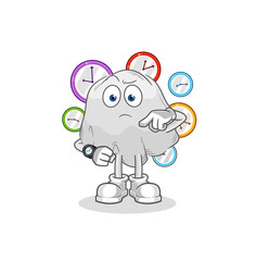 ghost with wristwatch cartoon. cartoon mascot vector