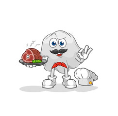 ghost chef with meat mascot. cartoon vector