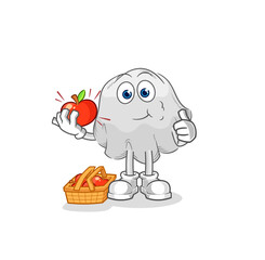 ghost eating an apple illustration. character vector