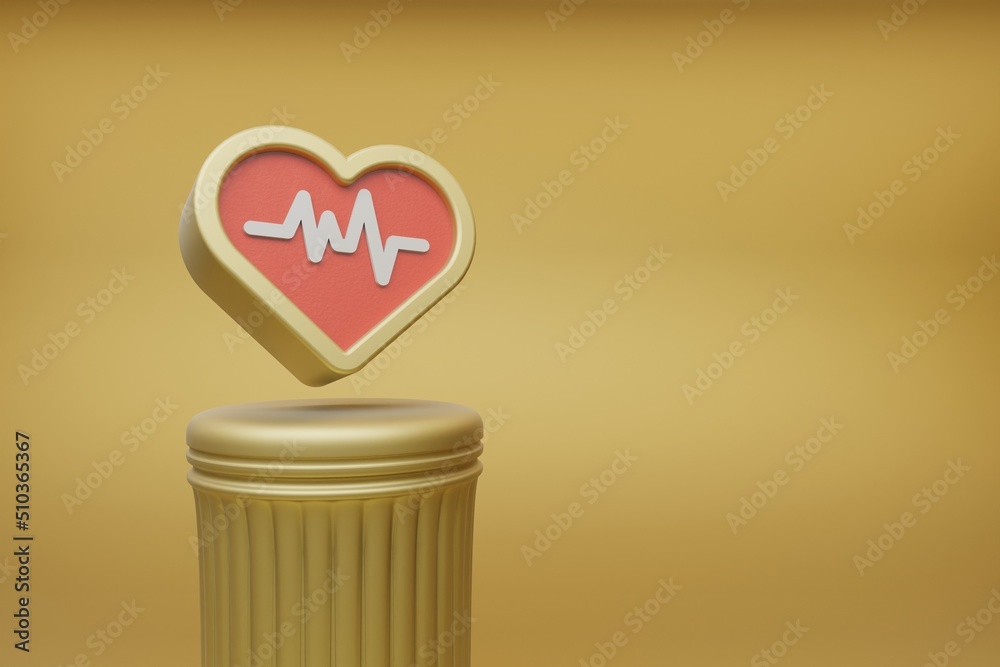 Aufkleber beautiful abstract illustrations golden heart symbol icons on a golden column and wonderful backgrou