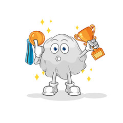 ghost winner with trophie. cartoon character
