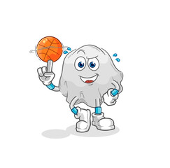 ghost playing basket ball mascot. cartoon vector