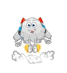 ghost with jetpack mascot. cartoon vector
